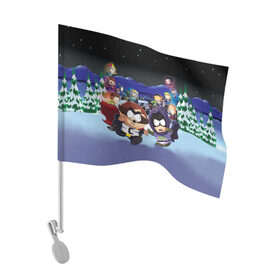 Флаг для автомобиля с принтом ЮЖНЫЙ ПАРК в Тюмени, 100% полиэстер | Размер: 30*21 см | south park | ubisoft | woodland critter christmas | кенни | мультсериал | стэн | южный парк