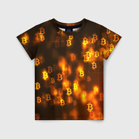 Детская футболка 3D с принтом BITCOIN KRYPTONATE в Тюмени, 100% гипоаллергенный полиэфир | прямой крой, круглый вырез горловины, длина до линии бедер, чуть спущенное плечо, ткань немного тянется | bitcoin | btc | биткоин | валюта | деньги | криптовалюта