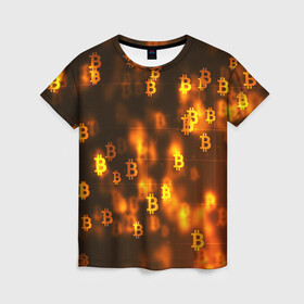 Женская футболка 3D с принтом BITCOIN KRYPTONATE в Тюмени, 100% полиэфир ( синтетическое хлопкоподобное полотно) | прямой крой, круглый вырез горловины, длина до линии бедер | bitcoin | btc | биткоин | валюта | деньги | криптовалюта