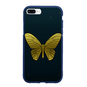 Чехол для iPhone 7Plus/8 Plus матовый с принтом Butterfly в Тюмени, Силикон | Область печати: задняя сторона чехла, без боковых панелей | Тематика изображения на принте: бабочка | геомеирический | золотой | темный фон
