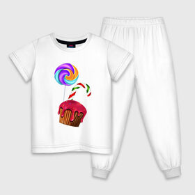 Детская пижама хлопок с принтом Кекс в Тюмени, 100% хлопок |  брюки и футболка прямого кроя, без карманов, на брюках мягкая резинка на поясе и по низу штанин
 | выпечка | еда | карамель | сладости