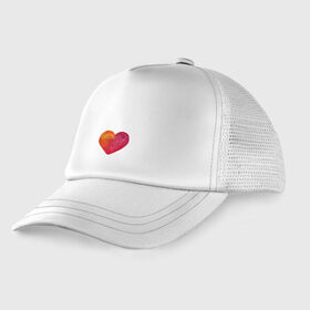 Детская кепка тракер с принтом Акварельное сердце в Тюмени, Козырек - 100% хлопок. Кепка - 100% полиэстер, Задняя часть - сетка | универсальный размер, пластиковая застёжка | день валентина | любовь | парные | сердца