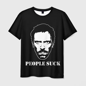 Мужская футболка 3D с принтом PEOPLE S*CK в Тюмени, 100% полиэфир | прямой крой, круглый вырез горловины, длина до линии бедер | everybody lies | haus | house | все лгут | доктор | доктор хаус | мем | мемы | хауз | хаус | хью лори