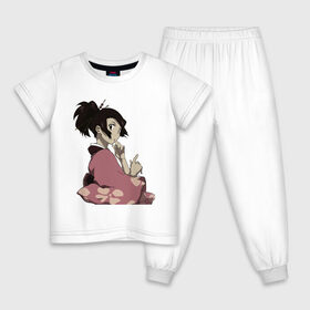 Детская пижама хлопок с принтом Самурай в Тюмени, 100% хлопок |  брюки и футболка прямого кроя, без карманов, на брюках мягкая резинка на поясе и по низу штанин
 | девушка | кимоно | манга | самурай | япония