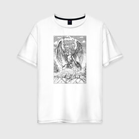 Женская футболка хлопок Oversize с принтом Celestial в Тюмени, 100% хлопок | свободный крой, круглый ворот, спущенный рукав, длина до линии бедер
 | angel | celestial | fantasy | warrior | ангел | воительница | небесная | руны | средневековье | фэнтези