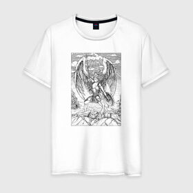 Мужская футболка хлопок с принтом Celestial в Тюмени, 100% хлопок | прямой крой, круглый вырез горловины, длина до линии бедер, слегка спущенное плечо. | angel | celestial | fantasy | warrior | ангел | воительница | небесная | руны | средневековье | фэнтези