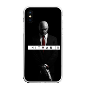 Чехол для iPhone XS Max матовый с принтом Hitman 3 в Тюмени, Силикон | Область печати: задняя сторона чехла, без боковых панелей | hitman | hitman 3 | hitman iii | красный | надпись | хитман | хитман 3