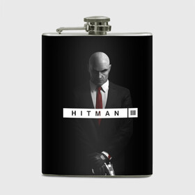 Фляга с принтом Hitman 3 в Тюмени, металлический корпус | емкость 0,22 л, размер 125 х 94 мм. Виниловая наклейка запечатывается полностью | Тематика изображения на принте: hitman | hitman 3 | hitman iii | красный | надпись | хитман | хитман 3