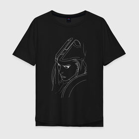 Мужская футболка хлопок Oversize с принтом Warrior woman black в Тюмени, 100% хлопок | свободный крой, круглый ворот, “спинка” длиннее передней части | fantasy | warrior | античность | воительница | доспехи | фэнтези