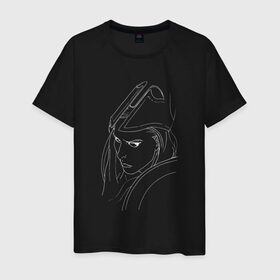 Мужская футболка хлопок с принтом Warrior woman black в Тюмени, 100% хлопок | прямой крой, круглый вырез горловины, длина до линии бедер, слегка спущенное плечо. | Тематика изображения на принте: fantasy | warrior | античность | воительница | доспехи | фэнтези