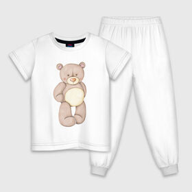 Детская пижама хлопок с принтом Мишка в Тюмени, 100% хлопок |  брюки и футболка прямого кроя, без карманов, на брюках мягкая резинка на поясе и по низу штанин
 | акварель | карандашом | косолапый | медведь | мужчине | парень
