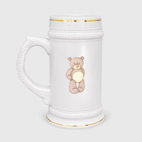 Кружка пивная с принтом Мишка в Тюмени,  керамика (Материал выдерживает высокую температуру, стоит избегать резкого перепада температур) |  объем 630 мл | акварель | карандашом | косолапый | медведь | мужчине | парень