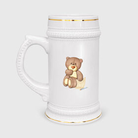 Кружка пивная с принтом Мишка в Тюмени,  керамика (Материал выдерживает высокую температуру, стоит избегать резкого перепада температур) |  объем 630 мл | акварель | карандашом | косолапый | медведь