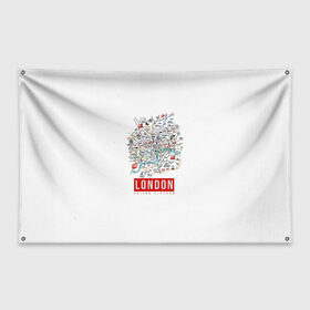 Флаг-баннер с принтом Лондон в Тюмени, 100% полиэстер | размер 67 х 109 см, плотность ткани — 95 г/м2; по краям флага есть четыре люверса для крепления | london | англия | биг бен | великобритания | достопримечательности | карта | лондон | путешествия | я люблю лондон
