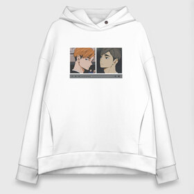 Женское худи Oversize хлопок с принтом Haikyuu!! Miya twins в Тюмени, френч-терри — 70% хлопок, 30% полиэстер. Мягкий теплый начес внутри —100% хлопок | боковые карманы, эластичные манжеты и нижняя кромка, капюшон на магнитной кнопке | anime | atsumu | brothers | frame | friends | guys | haikyuu | inarizaki | miya | osamu | twins | аниме | близнецы