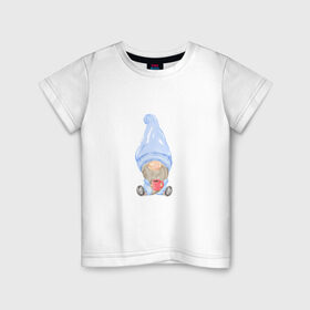Детская футболка хлопок с принтом Гном в Тюмени, 100% хлопок | круглый вырез горловины, полуприлегающий силуэт, длина до линии бедер | Тематика изображения на принте: влюбленные | гномик | день валентина | парные | парочки | шарик