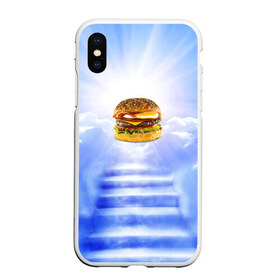 Чехол для iPhone XS Max матовый с принтом Райский бургер в Тюмени, Силикон | Область печати: задняя сторона чехла, без боковых панелей | food | hamburger | hot dog | ангел | блики | булка | булочка | бургер | бутерброд | вкусняшки | гамбургер | еда | котлета | лестница | лучи | небесный | небо | обжора | облака | пейзаж | природа | рай | сендвич