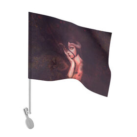 Флаг для автомобиля с принтом Альбедо в Тюмени, 100% полиэстер | Размер: 30*21 см | albedo | overlord | альбедо | владыка | оверлорд | повелитель | суккуб