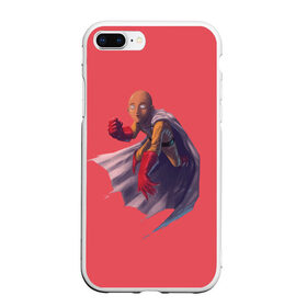 Чехол для iPhone 7Plus/8 Plus матовый с принтом Сайтама One Punch Man в Тюмени, Силикон | Область печати: задняя сторона чехла, без боковых панелей | anime | one punch man | аниме | анимэ | бэнг | ван панч мэн | ванпанчмен | генос | кинг | сайтама | соник | супер герой | торнадо | уан панч мен