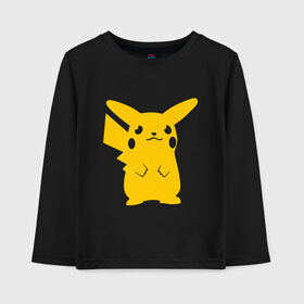 Детский лонгслив хлопок с принтом PIKACHU в Тюмени, 100% хлопок | круглый вырез горловины, полуприлегающий силуэт, длина до линии бедер | anime | manga | pika pika | pikachu | pokemon | аниме | желтый | мультфильм | пика пика | пикачу | покемоны | япония