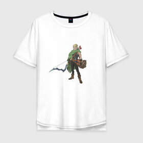 Мужская футболка хлопок Oversize с принтом Лучник в Тюмени, 100% хлопок | свободный крой, круглый ворот, “спинка” длиннее передней части | лук | лучник | парень | странник | фэнтези | эльф