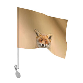 Флаг для автомобиля с принтом Милая лисичка в Тюмени, 100% полиэстер | Размер: 30*21 см | fox | foxy | животное | звери | лиса | лисенок | лисичка | милая | рыжая | фокс