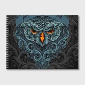 Альбом для рисования с принтом Ornament Owl в Тюмени, 100% бумага
 | матовая бумага, плотность 200 мг. | арт | глаза | животные | обложка | орнамент | перья | птица | рисунок | рок | сова | татуировки