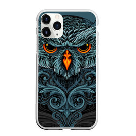 Чехол для iPhone 11 Pro Max матовый с принтом Ornament Owl в Тюмени, Силикон |  | арт | глаза | животные | обложка | орнамент | перья | птица | рисунок | рок | сова | татуировки