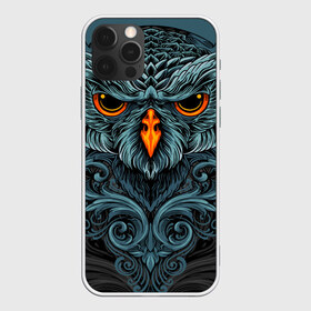 Чехол для iPhone 12 Pro Max с принтом Ornament Owl в Тюмени, Силикон |  | арт | глаза | животные | обложка | орнамент | перья | птица | рисунок | рок | сова | татуировки