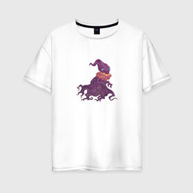 Женская футболка хлопок Oversize с принтом Волшебное дерево в Тюмени, 100% хлопок | свободный крой, круглый ворот, спущенный рукав, длина до линии бедер
 | дерево | животные | корни | листья | магия | осьминог