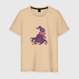 Мужская футболка хлопок с принтом Волшебное дерево в Тюмени, 100% хлопок | прямой крой, круглый вырез горловины, длина до линии бедер, слегка спущенное плечо. | дерево | животные | корни | листья | магия | осьминог