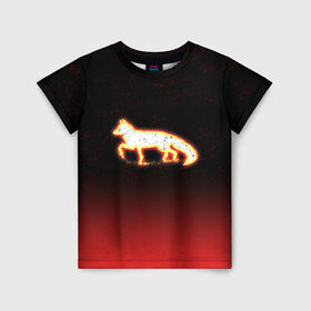 Детская футболка 3D с принтом Светящаяся лиса в Тюмени, 100% гипоаллергенный полиэфир | прямой крой, круглый вырез горловины, длина до линии бедер, чуть спущенное плечо, ткань немного тянется | fox | арт | животные | лиса