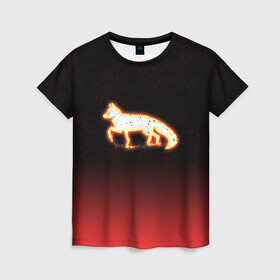 Женская футболка 3D с принтом Светящаяся лиса в Тюмени, 100% полиэфир ( синтетическое хлопкоподобное полотно) | прямой крой, круглый вырез горловины, длина до линии бедер | fox | арт | животные | лиса