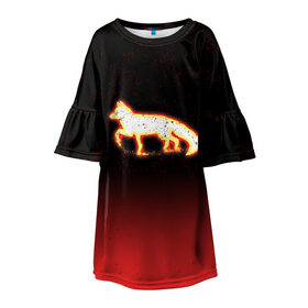 Детское платье 3D с принтом Светящаяся лиса в Тюмени, 100% полиэстер | прямой силуэт, чуть расширенный к низу. Круглая горловина, на рукавах — воланы | fox | арт | животные | лиса