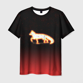Мужская футболка 3D с принтом Светящаяся лиса в Тюмени, 100% полиэфир | прямой крой, круглый вырез горловины, длина до линии бедер | fox | арт | животные | лиса