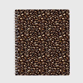 Тетрадь с принтом Кофе в Зёрнах в Тюмени, 100% бумага | 48 листов, плотность листов — 60 г/м2, плотность картонной обложки — 250 г/м2. Листы скреплены сбоку удобной пружинной спиралью. Уголки страниц и обложки скругленные. Цвет линий — светло-серый
 | americano | coffee | espresso | latte | nescafe | американо | бариста | бармен | капучино | кофе | кофевар | кофейные зерна | кофейня | кружка кофе | латте | макиато | моккачино | мокко | нескафе | чай | чашка кофе | шоколад