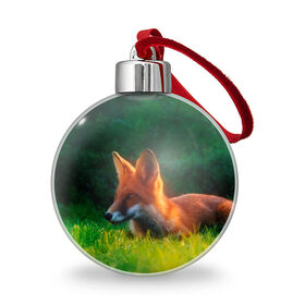 Ёлочный шар с принтом Рыжая лиса в Тюмени, Пластик | Диаметр: 77 мм | fox | foxy | животное | звери | лиса | лисенок | лисичка | милая | рыжая | фокс