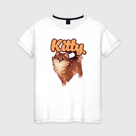 Женская футболка хлопок с принтом Kitty в Тюмени, 100% хлопок | прямой крой, круглый вырез горловины, длина до линии бедер, слегка спущенное плечо | 1 годик | love | дети | детские | любовь | малыш | малыши | ребенок