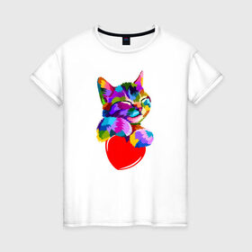 Женская футболка хлопок с принтом Kitty в Тюмени, 100% хлопок | прямой крой, круглый вырез горловины, длина до линии бедер, слегка спущенное плечо | 1 годик | love | дети | детские | любовь | малыш | малыши | ребенок