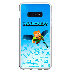 Чехол для Samsung S10E с принтом Minecraft в Тюмени, Силикон | Область печати: задняя сторона чехла, без боковых панелей | minecraft | алекс | белый | блоки | ведьма | взрывчатка | визера | волк | гаст | добывать | дракон | зеленый куб | зомби | игра | крафт | крипер | кубики | лошадка | майн | майнкрафт | манкрафт | овечка | оцелот