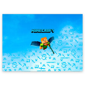Поздравительная открытка с принтом Minecraft в Тюмени, 100% бумага | плотность бумаги 280 г/м2, матовая, на обратной стороне линовка и место для марки
 | minecraft | алекс | белый | блоки | ведьма | взрывчатка | визера | волк | гаст | добывать | дракон | зеленый куб | зомби | игра | крафт | крипер | кубики | лошадка | майн | майнкрафт | манкрафт | овечка | оцелот
