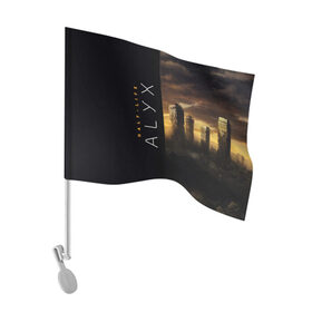 Флаг для автомобиля с принтом Half-Life Alyx в Тюмени, 100% полиэстер | Размер: 30*21 см | half life | half life alyx | аликс | апокалипсис | город | игра | игроман | компьютерная | подарок | пост апокалипсис | халф лайф | шутер