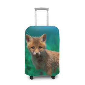 Чехол для чемодана 3D с принтом маленький лисенок в Тюмени, 86% полиэфир, 14% спандекс | двустороннее нанесение принта, прорези для ручек и колес | fox | foxy | животное | звери | лиса | лисенок | лисичка | милая | рыжая | фокс