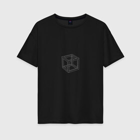 Женская футболка хлопок Oversize с принтом Невозможный куб в Тюмени, 100% хлопок | свободный крой, круглый ворот, спущенный рукав, длина до линии бедер
 | геометрия | невозможный куб | оптическая иллюзия | фигура
