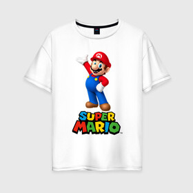 Женская футболка хлопок Oversize с принтом Super Mario в Тюмени, 100% хлопок | свободный крой, круглый ворот, спущенный рукав, длина до линии бедер
 | видеоигра | игра | марио | персонаж
