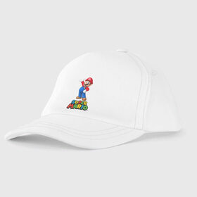 Детская бейсболка с принтом Super Mario в Тюмени, 100% хлопок | классический козырек, металлическая застежка-регулятор размера | Тематика изображения на принте: видеоигра | игра | марио | персонаж