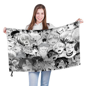Флаг 3D с принтом Ахегао в Тюмени, 100% полиэстер | плотность ткани — 95 г/м2, размер — 67 х 109 см. Принт наносится с одной стороны | manga | yuri | аниме | аниме любовь | анимекун | ахегао | манга | парни | яой