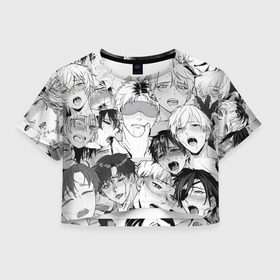 Женская футболка Crop-top 3D с принтом Ахегао в Тюмени, 100% полиэстер | круглая горловина, длина футболки до линии талии, рукава с отворотами | manga | yuri | аниме | аниме любовь | анимекун | ахегао | манга | парни | яой