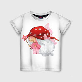 Детская футболка 3D с принтом Гномик-чародей в Тюмени, 100% гипоаллергенный полиэфир | прямой крой, круглый вырез горловины, длина до линии бедер, чуть спущенное плечо, ткань немного тянется | влюбленные | гном | день валентина | парные | парочки | праздник | шарик