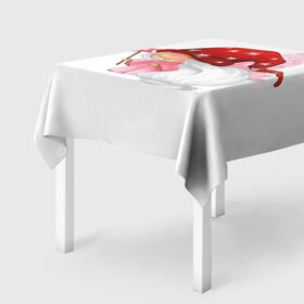 Скатерть 3D с принтом Гномик-чародей в Тюмени, 100% полиэстер (ткань не мнется и не растягивается) | Размер: 150*150 см | влюбленные | гном | день валентина | парные | парочки | праздник | шарик